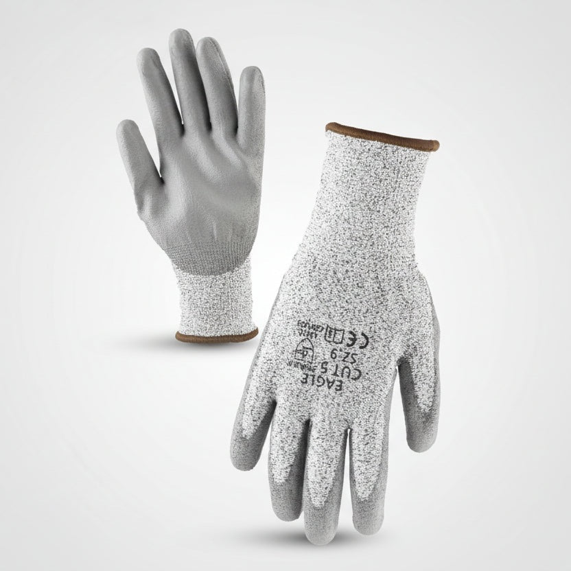 Grey PU cut resistant glove