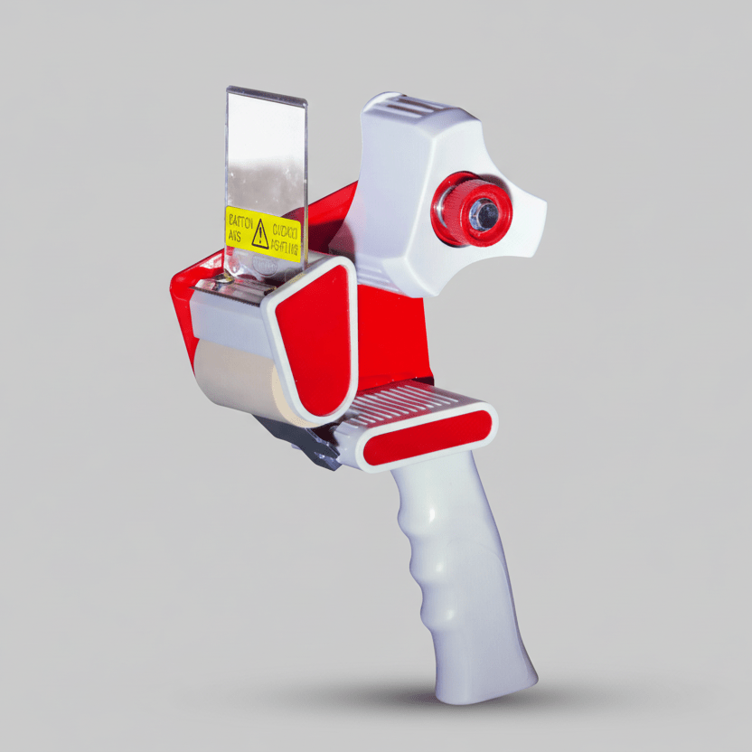 Red and white tape dispenser on a white background Red and white tape dispenser on a white background